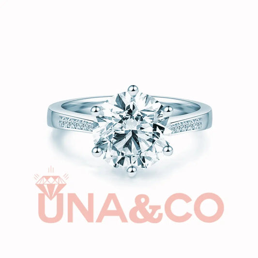 3.5CT Six Prong Shiny Moissanite Engagement Ring UNA.CO
