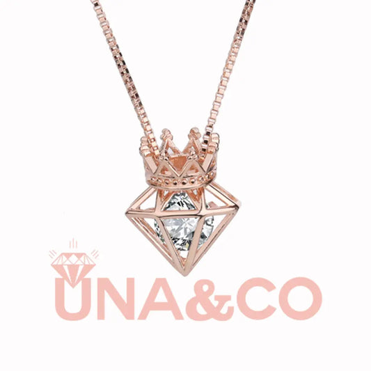 Crown Hearts and Arrows Set with Moissanite Necklace UNA.CO
