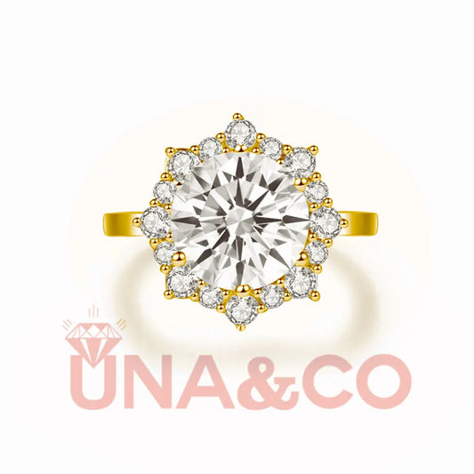 18K Yellow Gold Fashionable Flower Shape Moissanite Ring(3CT) UNA&CO