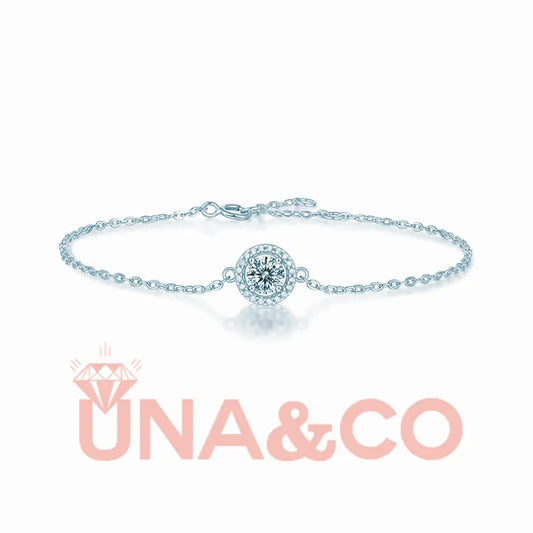 Four Prong Round Halo Bracelet UNA&CO
