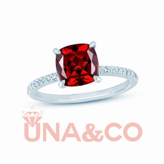 Cushion Cut Red Gem Ring