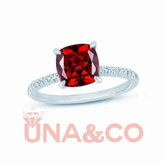 Cushion Cut Red Gem Ring UNA&CO