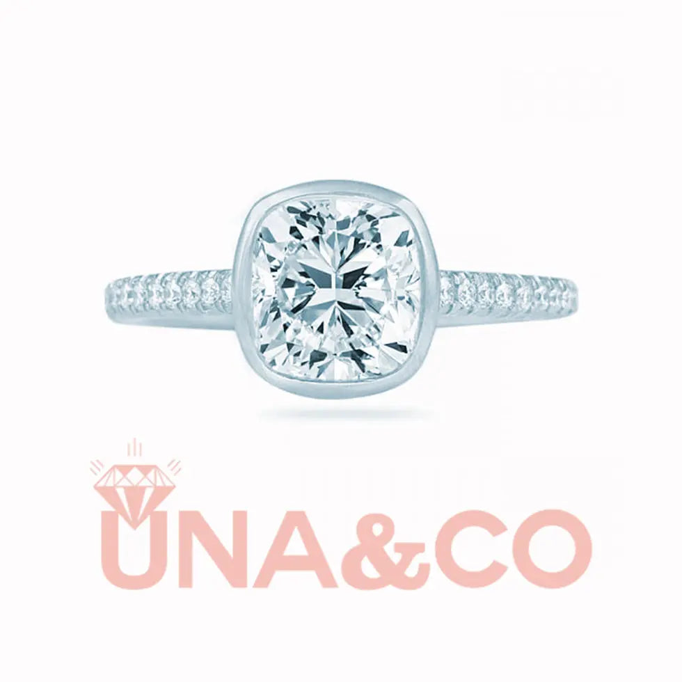Cushion Cut Bezel Set Engagement Ring UNA&CO