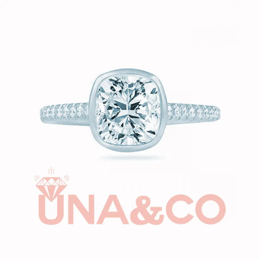 Cushion Cut Bezel Set Engagement Ring UNA&CO