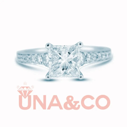 Princess Cut Solitaire Moissanite Ring UNA.CO