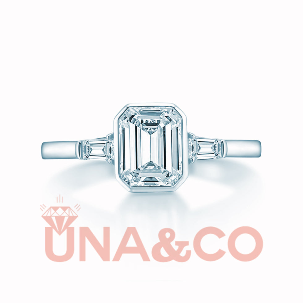 1.5CT Rectangular emerald cut CVD Diamond Ring