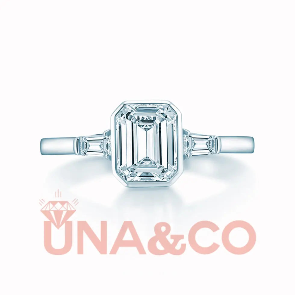 1.5CT Rectangular Emerald-Cut Moissanite Ring UNA.CO