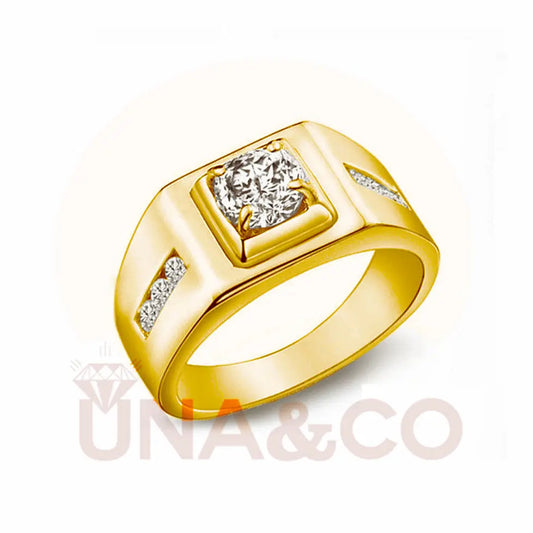 18K Yellow Gold Luxury Noble Engagement Moissanite Ring for men UNA&CO