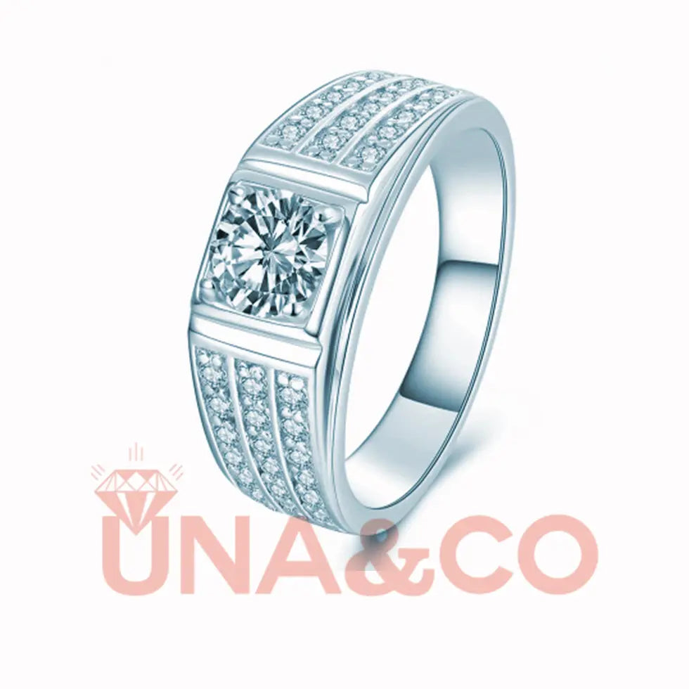 Rows Of Moissanite Delicate Men's Ring UNA.CO