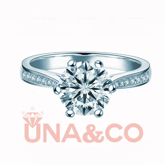 Six Prong Shiny Moissanite Ring UNA&CO