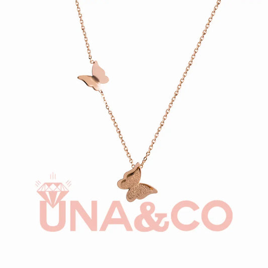 Double Butterfly Flutter Necklace UNA.CO