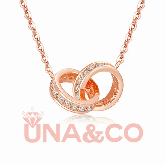 Heart to Heart Two Circle Set Necklace UNA.CO