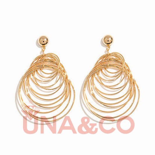 Exaggerated Golden Multiple Circles Earrings