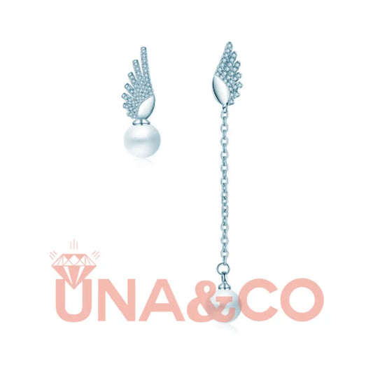 Pearl & Wing Angel Asymmetric Earrings UNA.CO