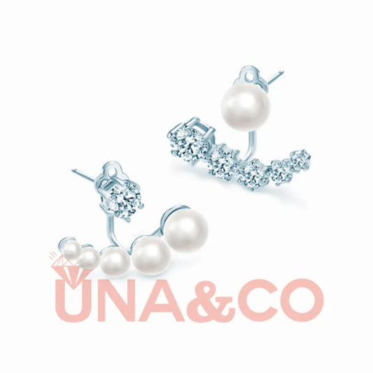 Asymmetric Detachable Pearl Earrings UNA.CO