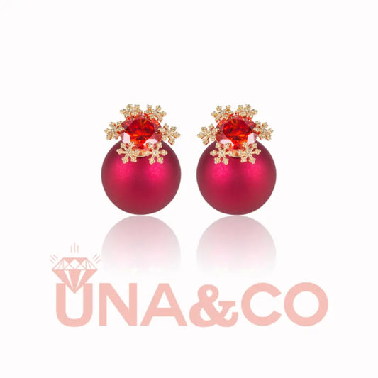 Christmas Snow Red Ball Detachable Earrings UNA.CO