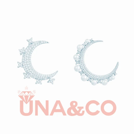 Romantic Stars and Moon Pearl Single Earring UNA.CO