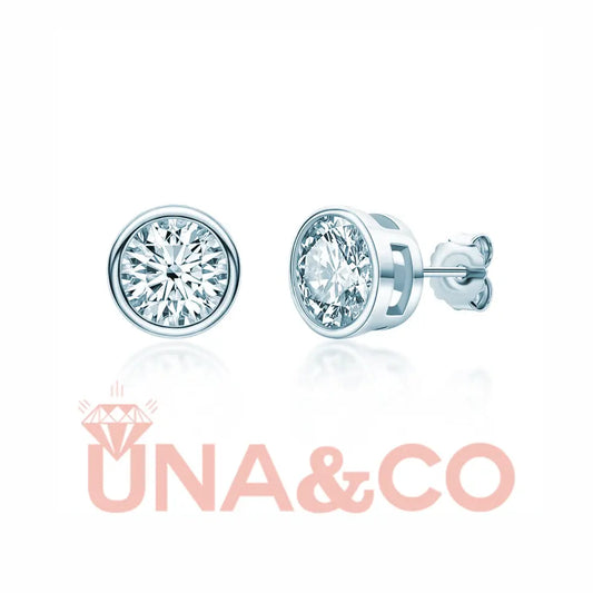 Bezel set Round Cut Earrings UNA&CO