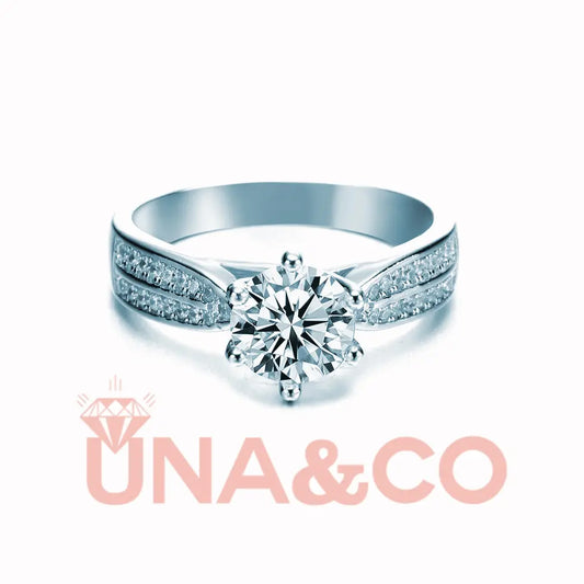 Six Prong Starry Sky Double Row Broken Moissanite Ring UNA.CO