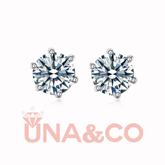 Classic Six Prong Moissanite Shiny Earrings UNA.CO