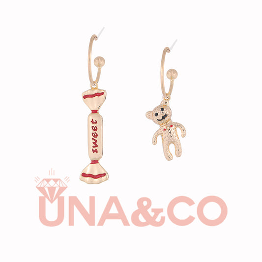 Halloween Candy & bear Asymmetrical Earrings