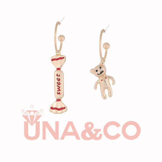 Halloween Candy & bear Asymmetrical Earrings UNA.CO
