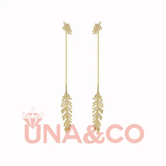 Single Graceful Long Feather Detachable Earrings UNA.CO