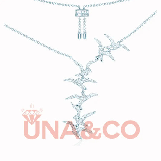 Silver Mosaic Swallow Shine Necklace UNA.CO