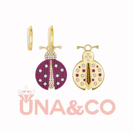 Cute Little Ladybird Shape Asymmetric Earrings UNA.CO