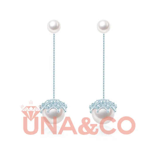 Women Long Pearl Delicate Earrrings UNA.CO