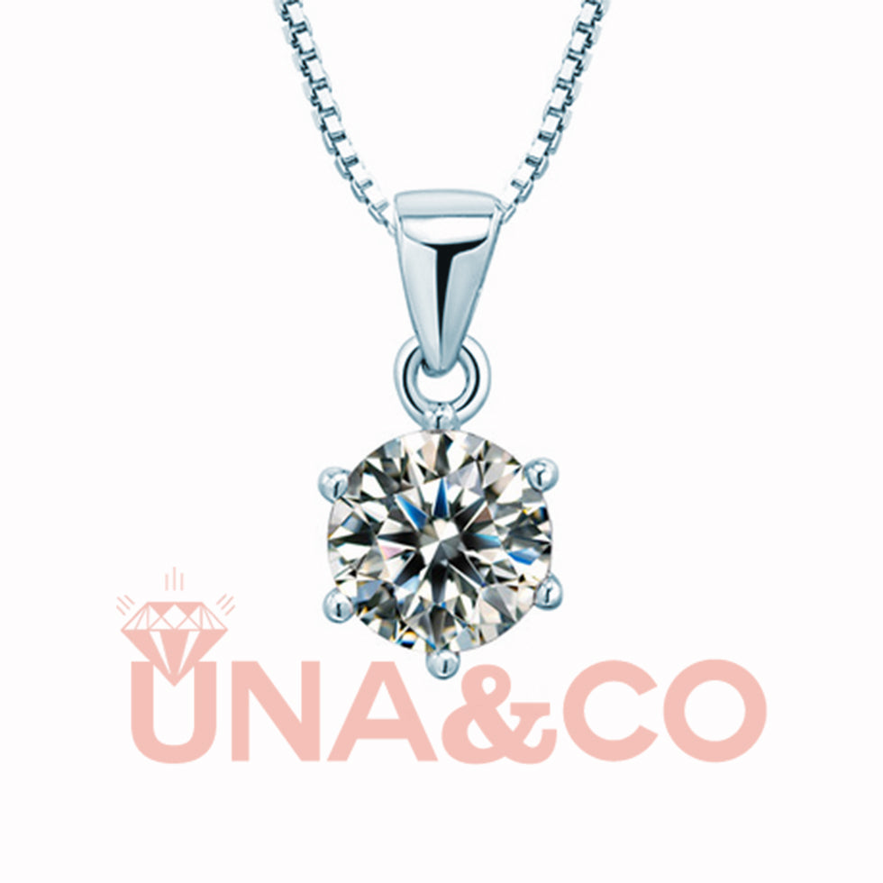 Classic Six Prong Moissanite Shiny Necklace