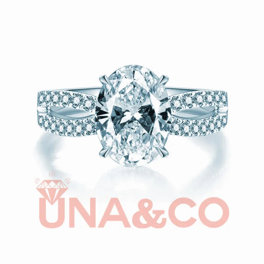 Luxury O arm micro-inlaid oval wedding ring for couples customization UNA&CO