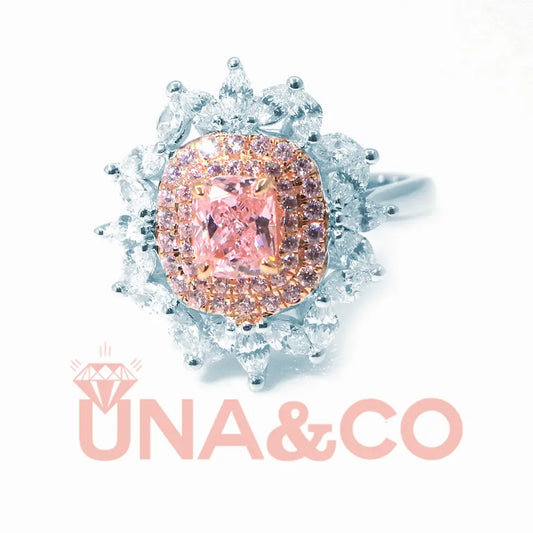Luxury Cushion Pink Gem Ring UNA&CO