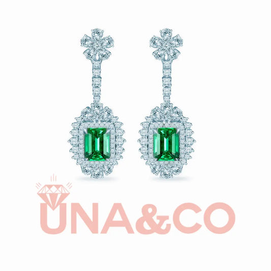 2 carat emerald cut earrings UNA&CO
