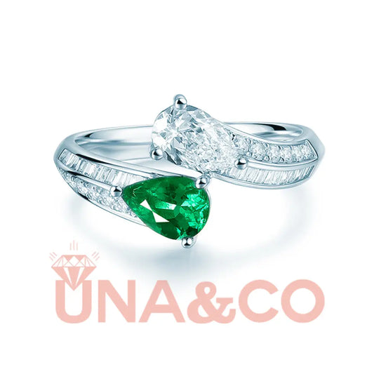 "Me and You" romantic emerald & blue gemstone ring(复制) UNA&CO