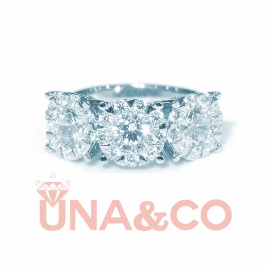 Luxury Cluster Three Moissanite Ring UNA&CO