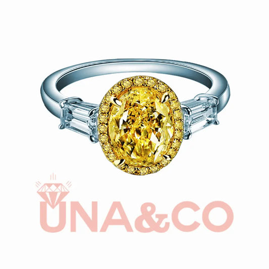 Luxury Oval Yellow Moissanite Ring UNA&CO