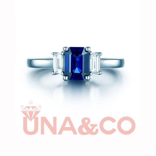 Emerald Cut Sapphire Three Stone Ring