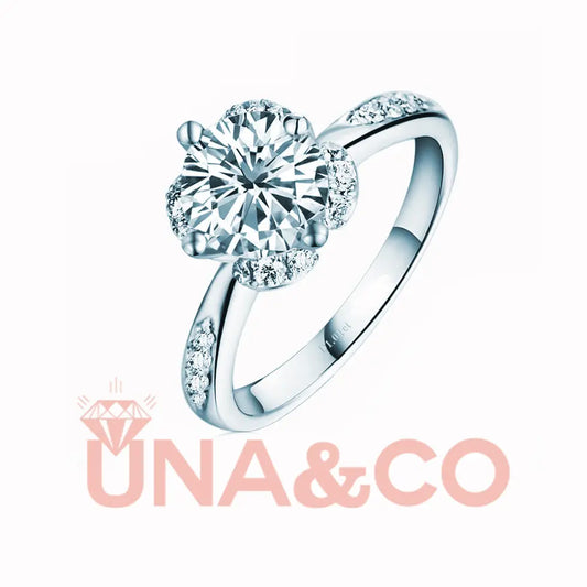 Flower and sparkling micro-inlaid female Moissanite ring UNA&CO