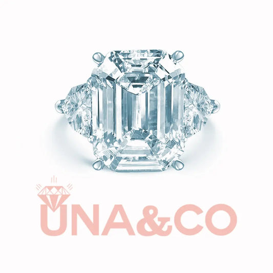 Emerald Cut Moissanite Engagement Ring-Same Style at Sotheby's Auction UNA&CO
