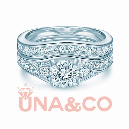 2 PCS Fashion Simple Round Inlaid Ring UNA&CO