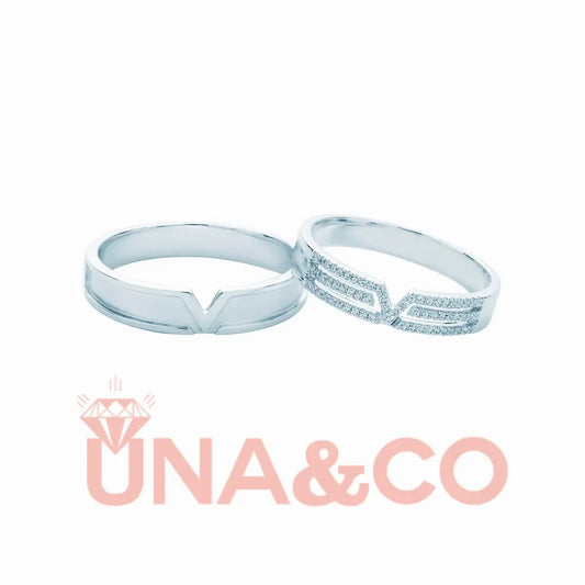 V-shaped design fashion couple rings UNA&CO