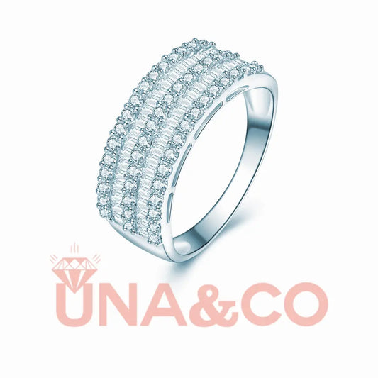 Fashion double-layer trapezoid cut Moissanite ring UNA&CO