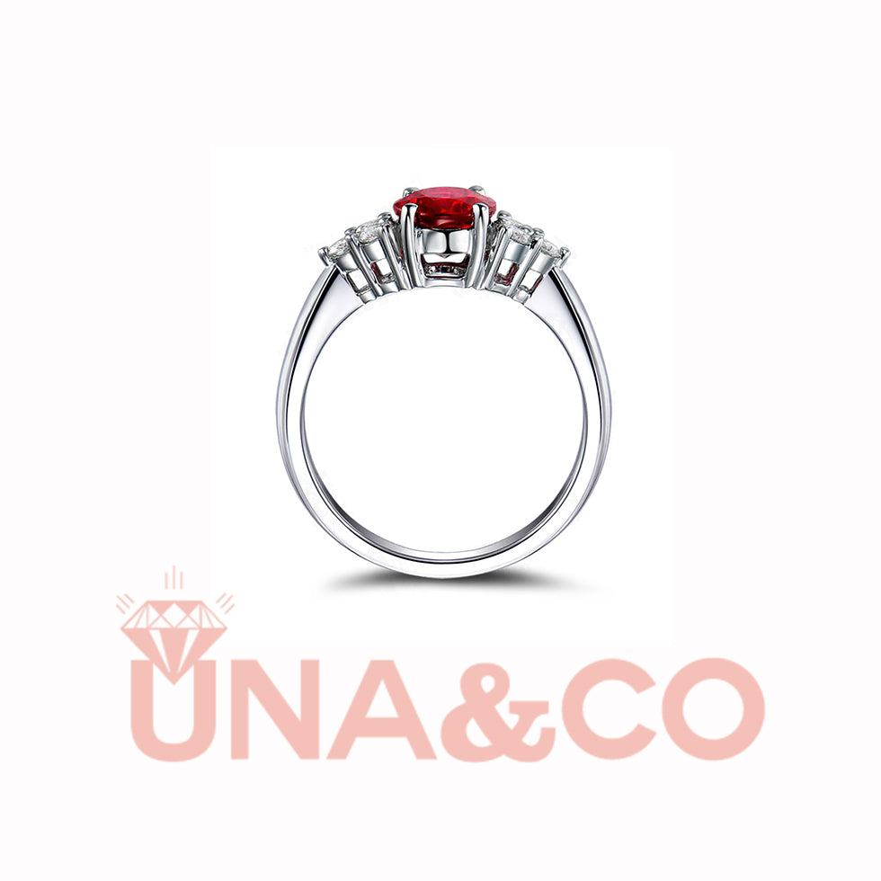 Blooming Flower Design Ruby Ring