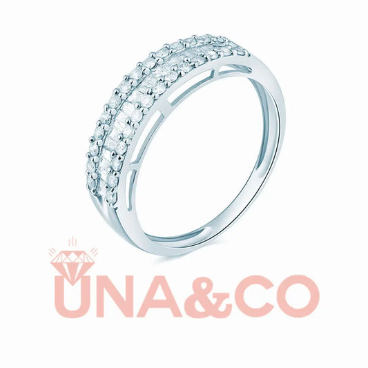 Trapezoid Rock Sugar Moissanite Ring UNA&CO