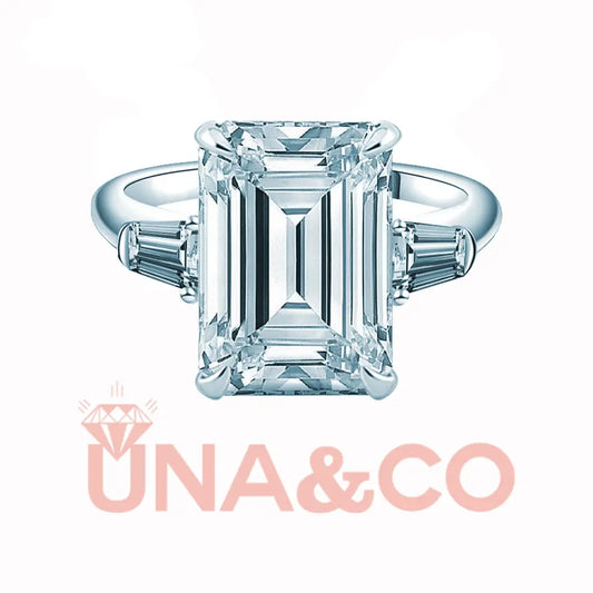 Rock Sugar Cube Moissanite Ring-Emerald Cut UNA&CO