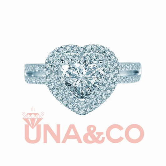 Cluster-Set Luxury Heart Shaped Wedding Ring UNA&CO