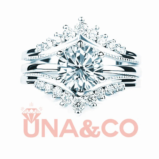 Luxury princess crown 2pcs ring UNA&CO