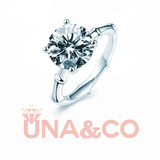 Personality Bamboo Four Prong Moissanite Ring UNA&CO