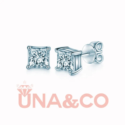 Princess Cut Shiny Moissanite Earrings UNA.CO